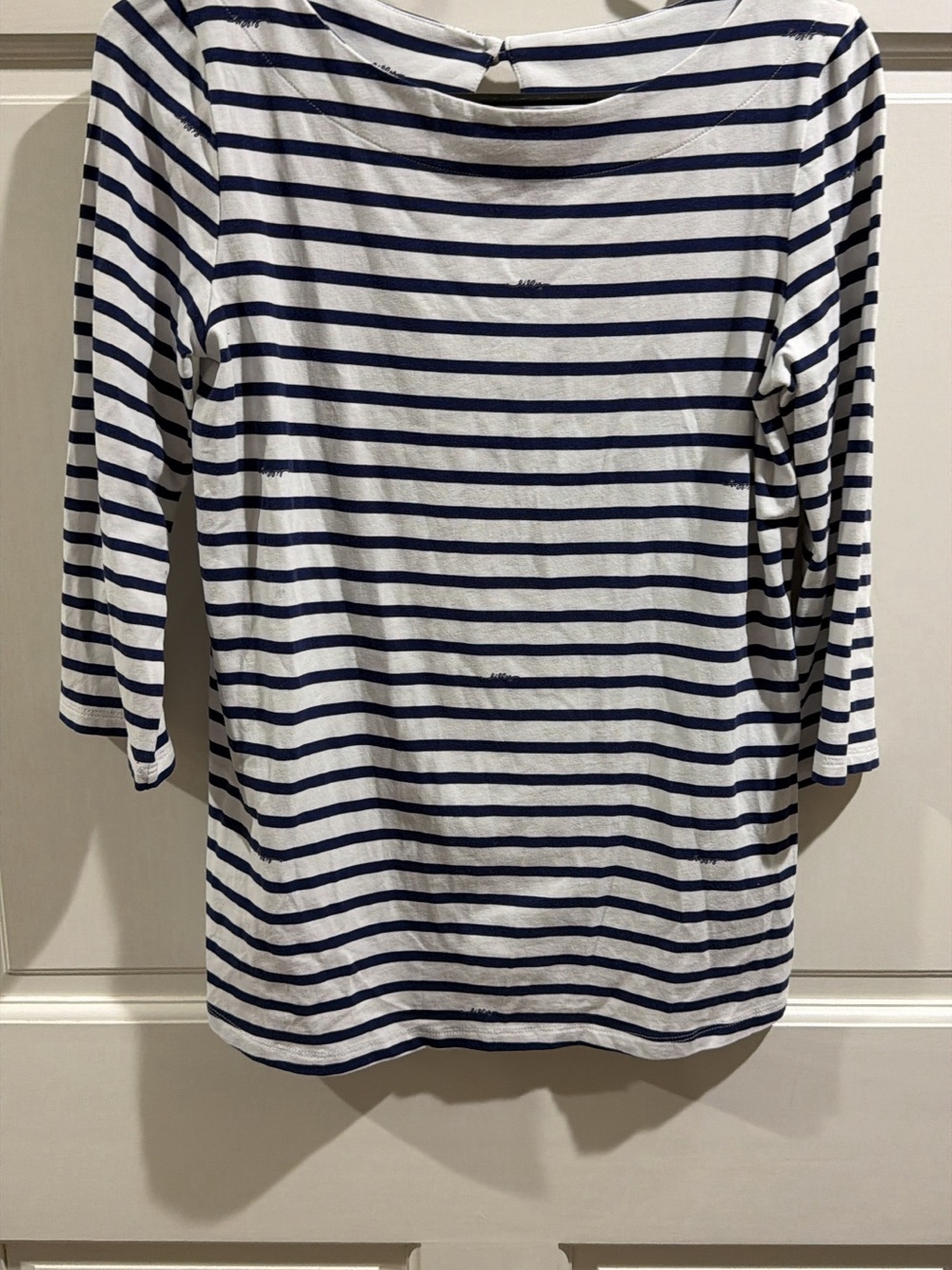 Lilly Pulitzer Navy and White Striped Long Sleeve Boatneck Top